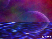 Planet Rise Over Alien Ocean