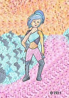 drawing of a woman traveling